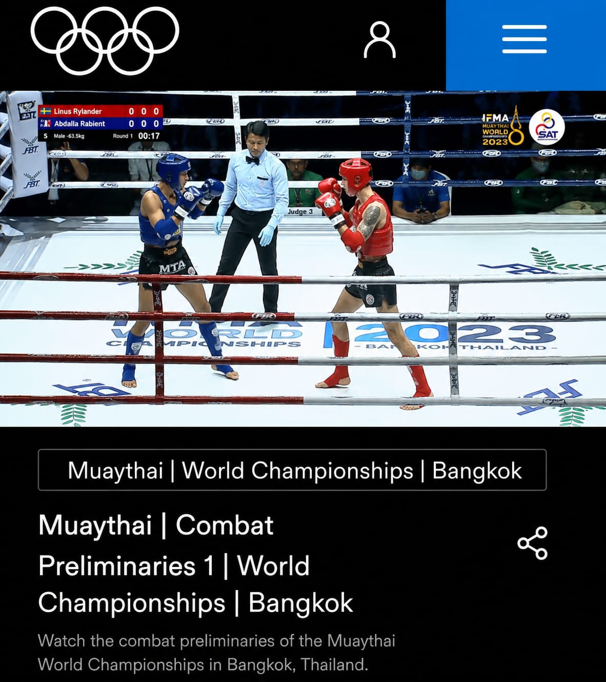 IFMA Muaythai World Championships bout in Bangkok